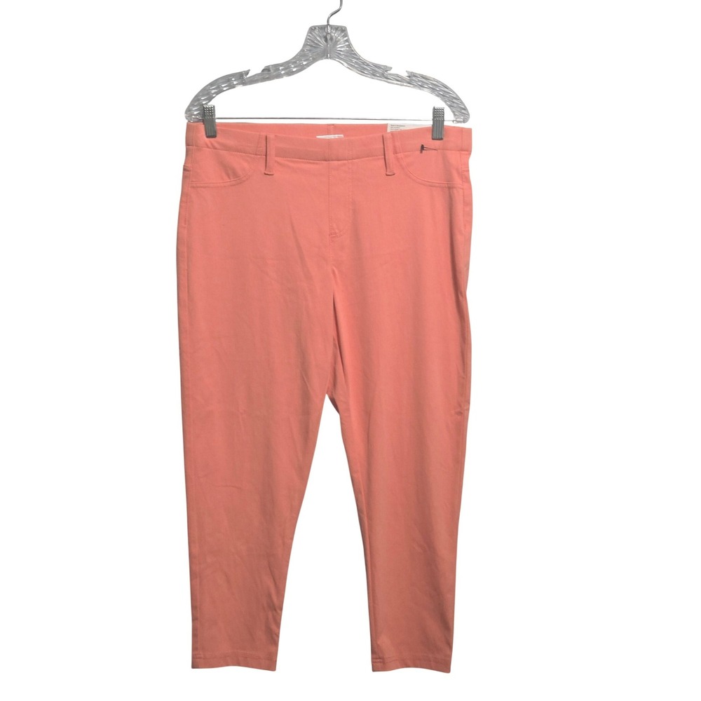 Serra Ladies Capri Jeggings Coral Pink Stretch Pull On Cropped Pants Large
